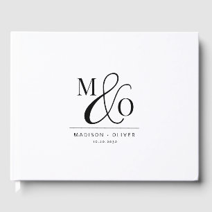 Elegant Modern Monogram Wedding White  Guest Book
