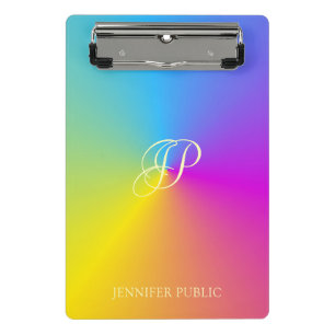 Elegant Modern Monogrammed Colorful Template Mini Clipboard