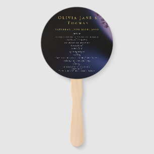 Elegant Modern Moody Black Purple Wedding Hand Fan