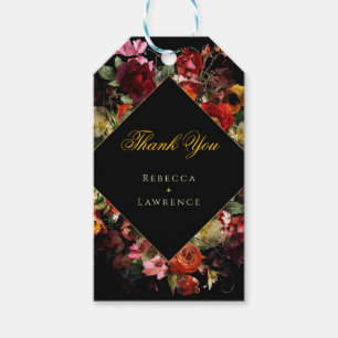 Elegant modern moody flowers wedding gift tags