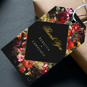Elegant modern moody flowers wedding gift tags