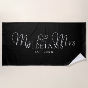 Elegant Modern Mr And Mrs Established Beach Towel