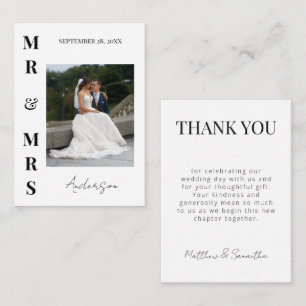 Elegant Modern Mr and Mrs Wedding Thank You Card