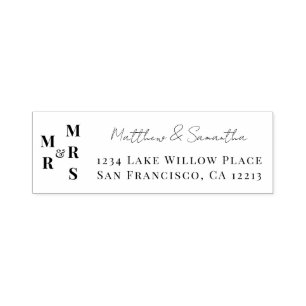 Elegant Modern Mr and Mrs Wedding Thank You Self-inking Stamp