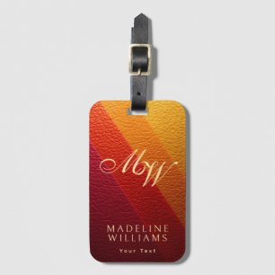 Elegant Modern multicolor Leather Print Monogram Luggage Tag