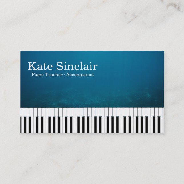 Elegant Modern Music Professional Piano Teacher Business Card (Front)