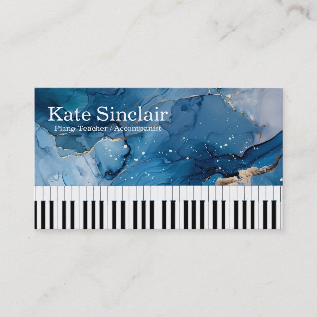 Elegant Modern Music Professional Piano Teacher Business Card (Front)