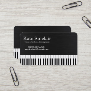 Elegant Modern Music Professional Piano Teacher Business Card