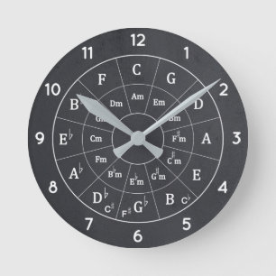 Elegant Modern Musical Circle of Fifths for Music  Round Clock