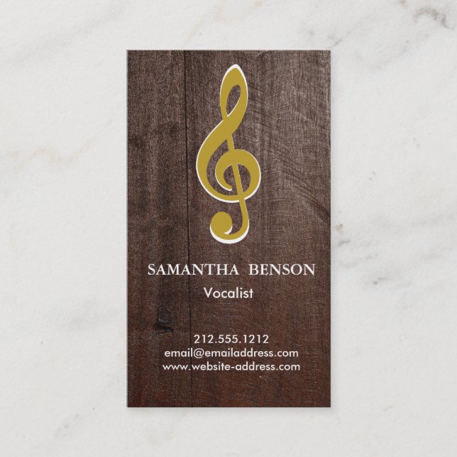 Elegant Modern Musical Clef Logo Vocalist Singer Business Card (Front)
