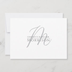 Elegant Modern Muted Gray Black Monogram Couple Card