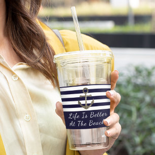 Elegant Modern Nautical Anchor Beach Vacation Acrylic Tumbler