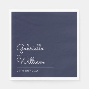 Elegant Modern Navy and White Script Napkin
