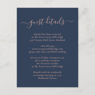 Elegant Modern Navy Blue and Blush Enclosure Card