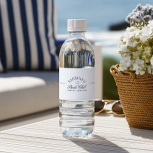 Elegant Modern Navy Blue Bachelorette Water Bottle Label