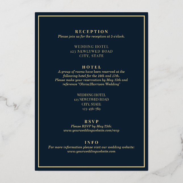 Elegant Modern Navy Blue Gold All In One Wedding (Back)