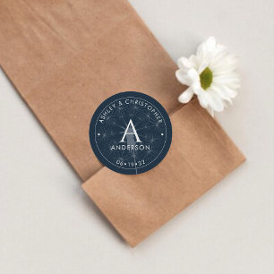 Elegant Modern Navy Blue Wedding Classic Round Sticker