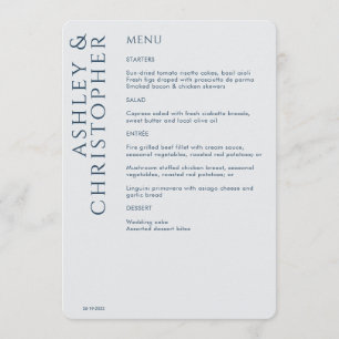 Elegant Modern Navy Blue Wedding Menu