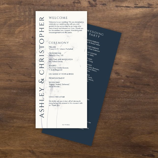 Elegant Modern Navy Blue Wedding Programme (Creator Uploaded)