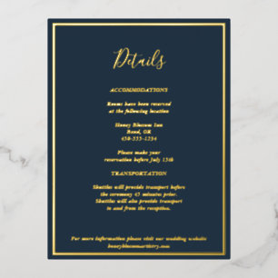Elegant Modern Navy Gold Details Enclosure Card