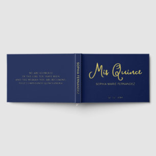 Elegant Modern Navy Gold Quinceañera Guest Book