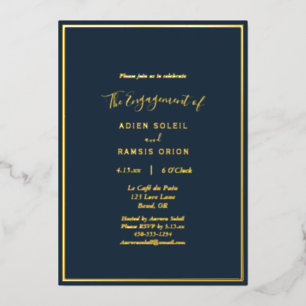 Elegant Modern Navy Gold Wedding Engagement Party