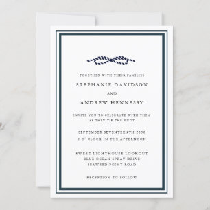 Elegant Modern Navy Nautical Knot Minimalist Invitation