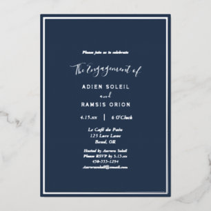 Elegant Modern Navy Silver Engagement Party