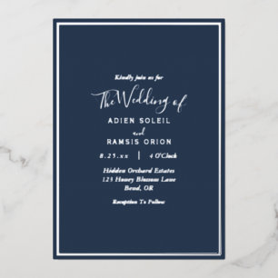 Elegant Modern Navy Silver Wedding