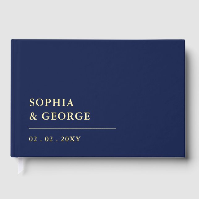 Elegant Modern Navy Wedding Guest Book (Front)