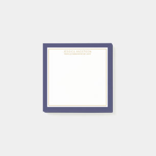 Elegant & Modern Navy/White/Gold Personalised Post-it Notes