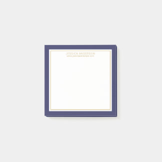Elegant & Modern Navy/White/Gold Personalised Post-it Notes