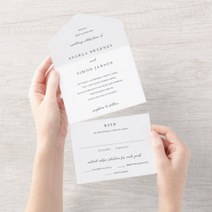 Elegant Modern Neutral Wedding All In One Invitation