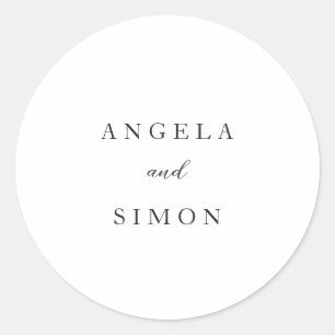 Elegant Modern Neutral Wedding Classic Round Sticker