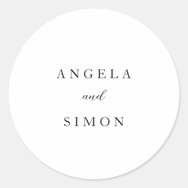 Elegant Modern Neutral Wedding Classic Round Sticker (Front)
