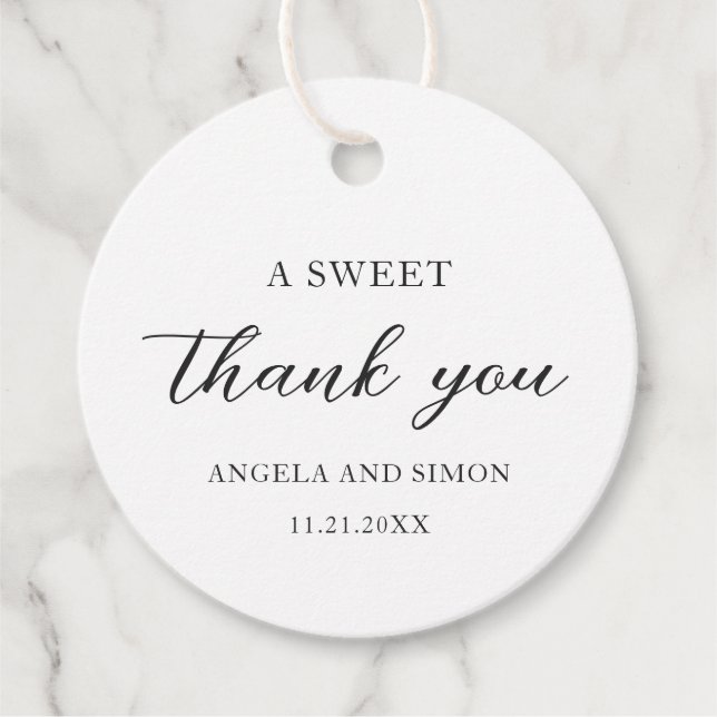 Elegant Modern Neutral Wedding Favour Tags (Front)