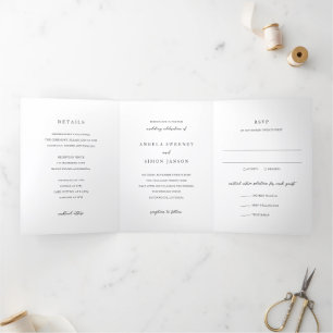 Elegant Modern Neutral Wedding Tri-Fold Invitation