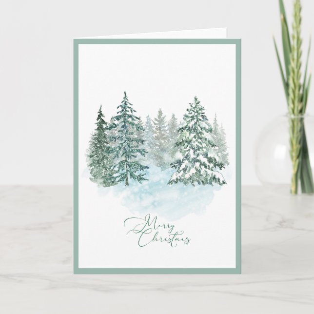 Elegant Modern Non Photo Christmas Tree Folded Card (Front)