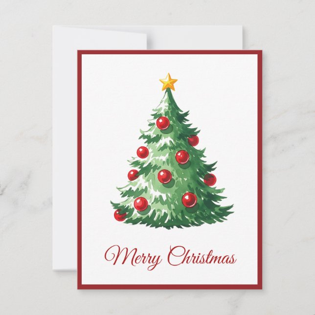 Elegant Modern Non Photo Christmas Tree Holiday Card (Front)