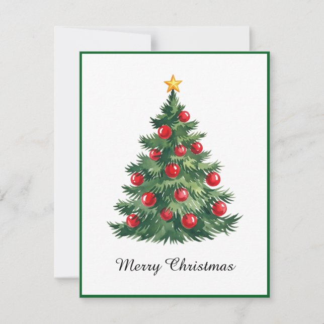 Elegant Modern Non Photo Christmas Tree Holiday Card (Front)