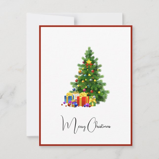Elegant Modern Non Photo Christmas Tree Holiday Card (Front)