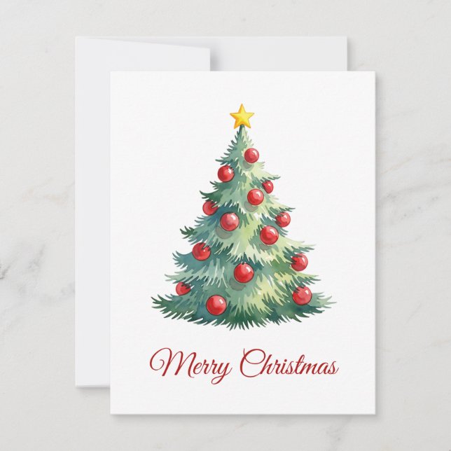 Elegant Modern Non Photo Christmas Tree Holiday Card (Front)