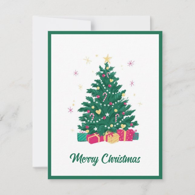 Elegant Modern Non Photo Christmas Tree Holiday Card (Front)