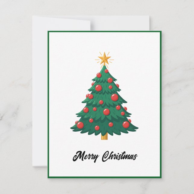 Elegant Modern Non Photo Christmas Tree Holiday Card (Front)