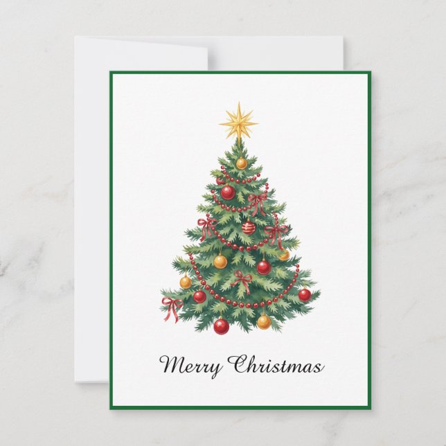 Elegant Modern Non Photo Christmas Tree Holiday Card (Front)