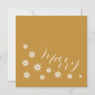 Elegant Modern Ochre Gold Star Merry Christmas Holiday Card
