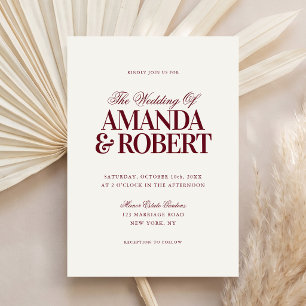 Elegant Modern Old Money Burgundy Wedding Invitation