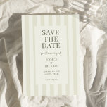 Elegant Modern Olive Green Striped Wedding Save The Date<br><div class="desc">Create your own personalised wedding save the date cards featuring modern typography in olive green colour on minimalist striped pattern background.</div>