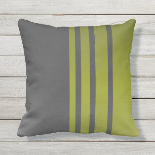 Elegant, modern, olive green stripes on dark grey cushion