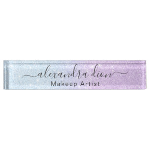 Elegant Modern ombre blue & purple glitter Nameplate